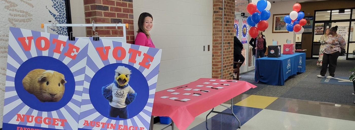 Voting booth for our Favorite Mascot election