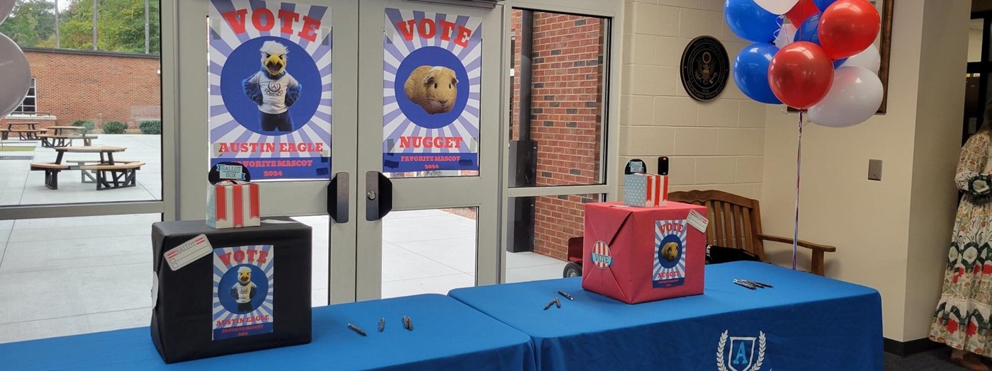 Voting booth for our Favorite Mascot election