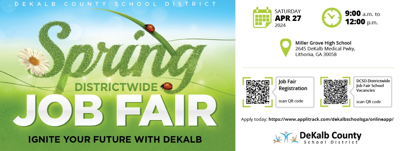Spring Districtwide Job Fair April 27 at Miller Grove High School from 9:00-12:00